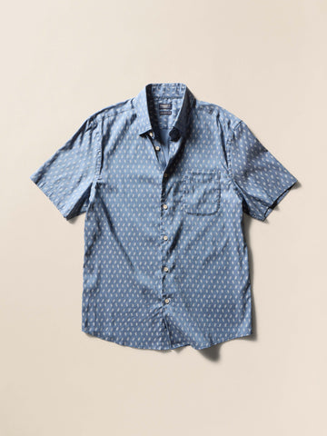 Short-Sleeve Movement Monterey Shirt - Marine Palm Foliage