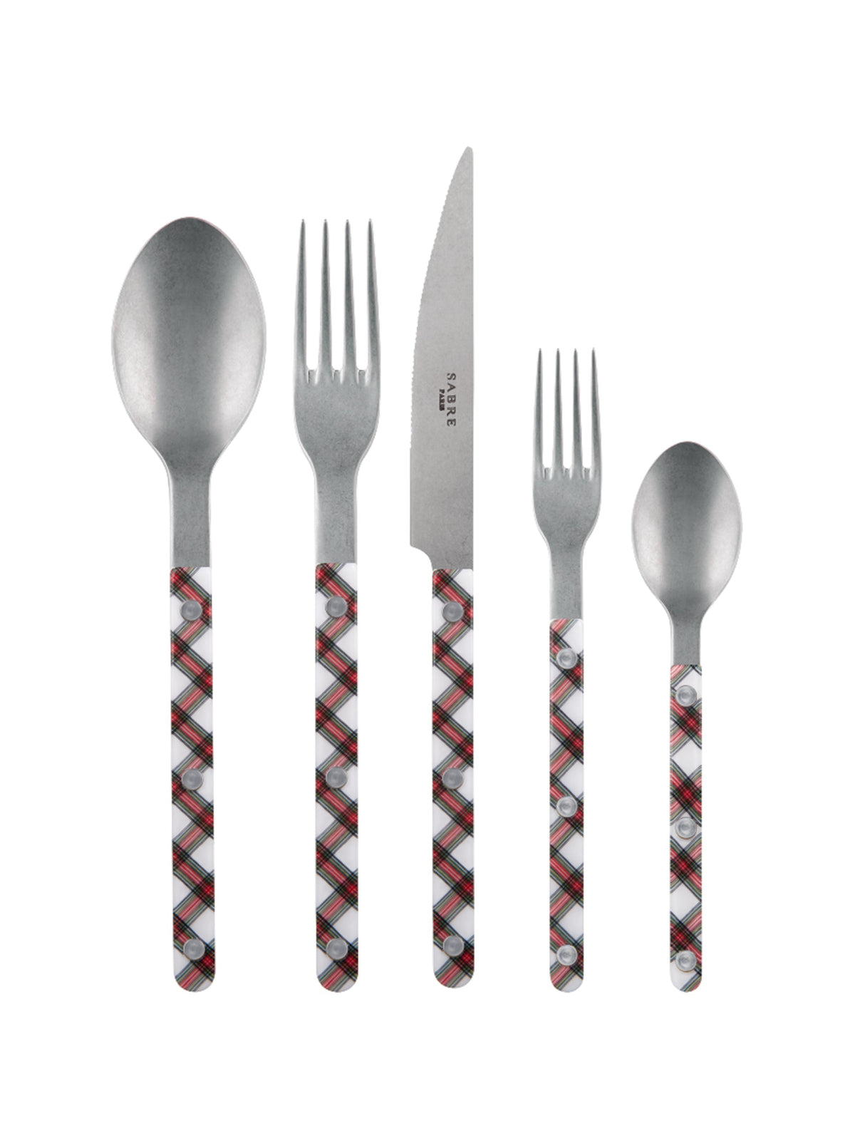 Sabre Paris Bistro White Tartan 5 Piece Place Setting