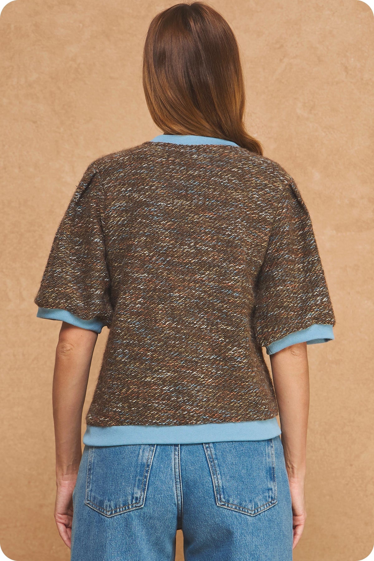 MARLED PUFF SLEEVE SWEATER TOP