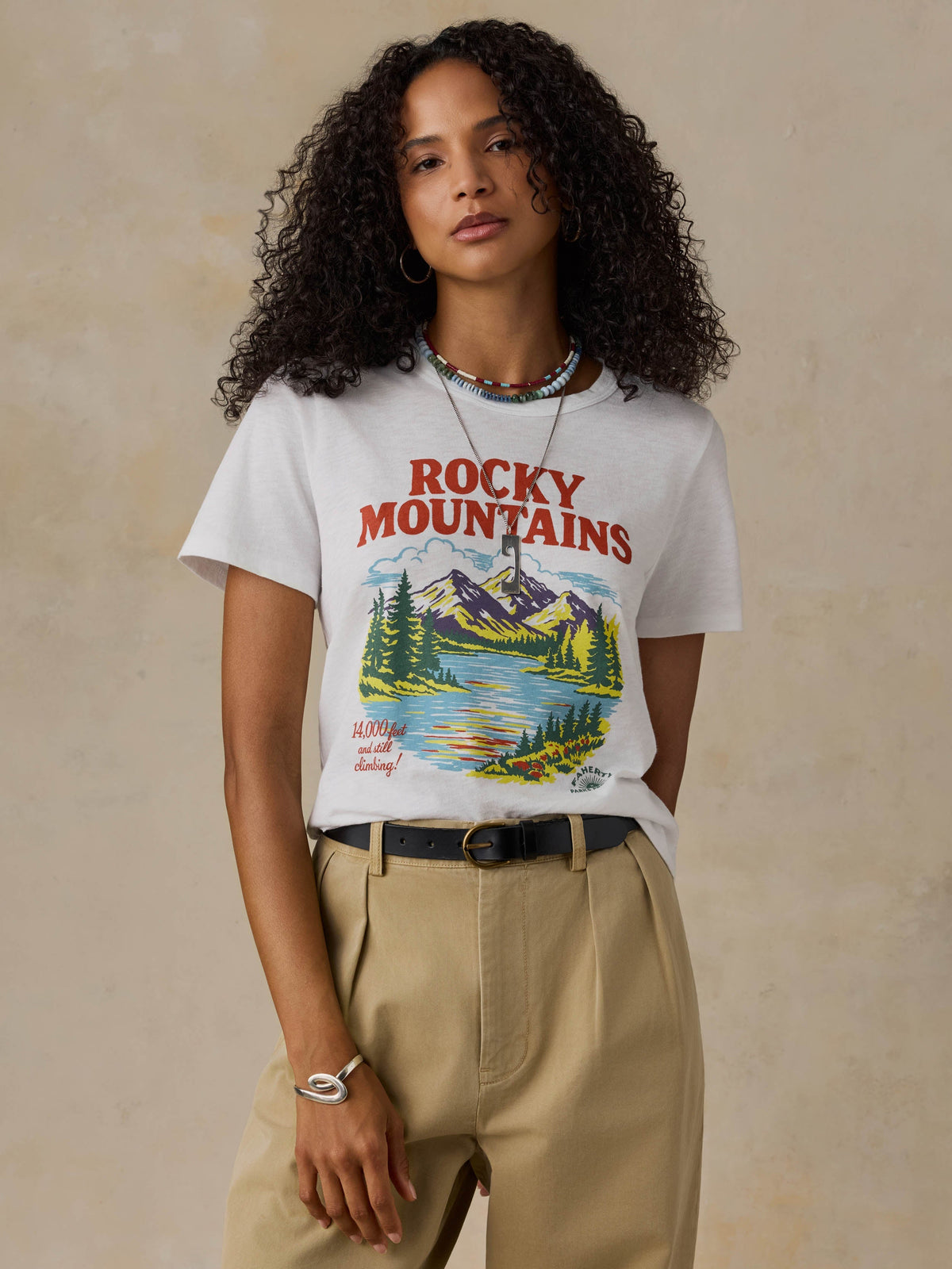 Faherty x Parks Project Rocky Mountains Sunwashed Regenerative Tee - White