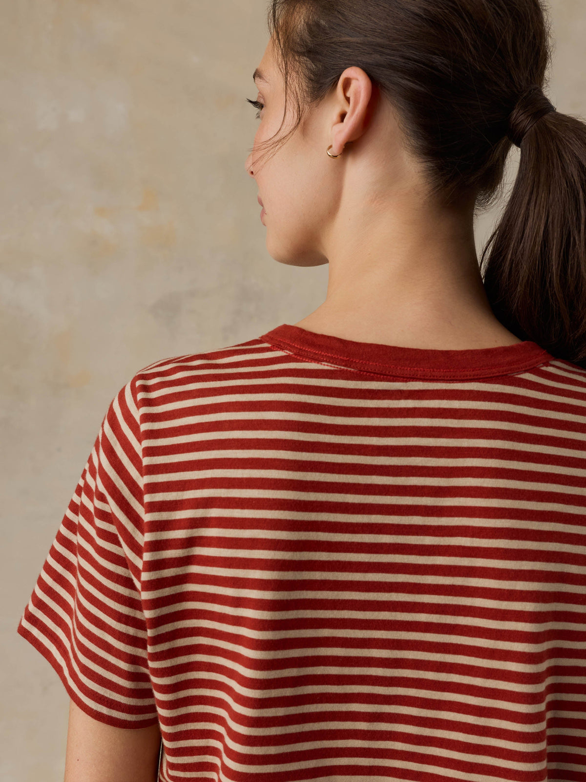 Sunwashed Regenerative Tee - Red Ochre Mini Stripe