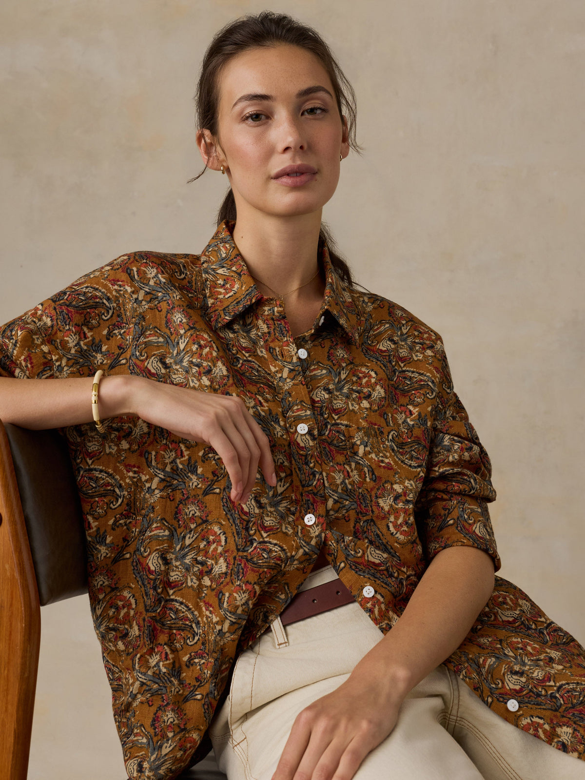 Linen Relaxed Shirt - Victorian Garden