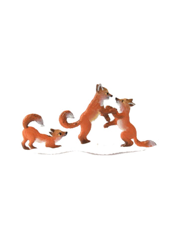 Wilhelm Schweizer Pewter Playful Foxes in Winter