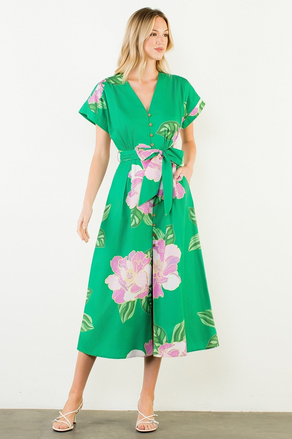 FLORAL PRINT MIDI DRESS