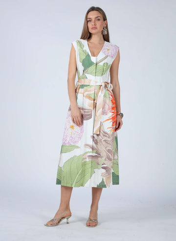 ALANA V-NECK A-LINE MIDI DRESS
