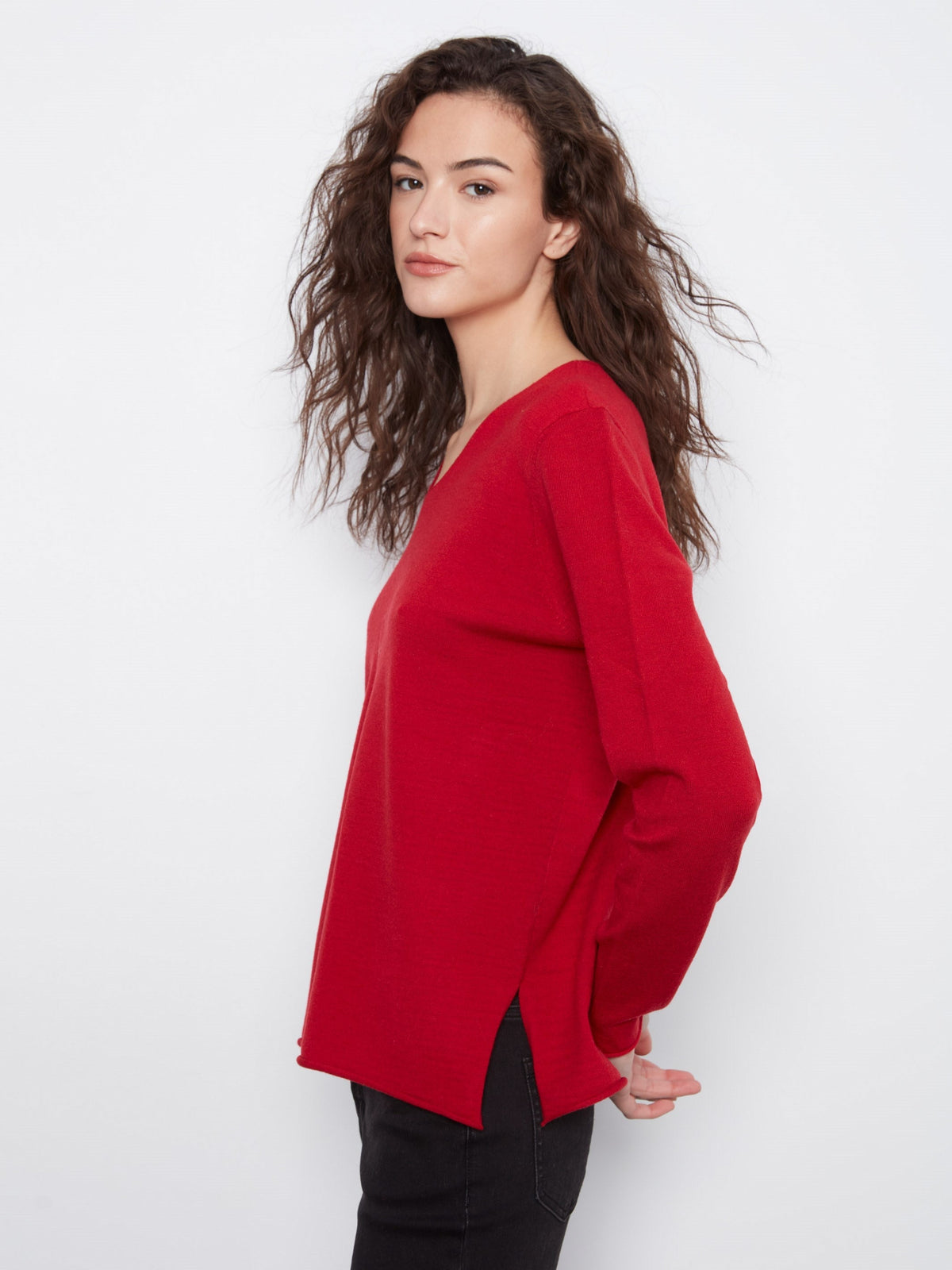 Basic V-Neck Sweater - Equestrian