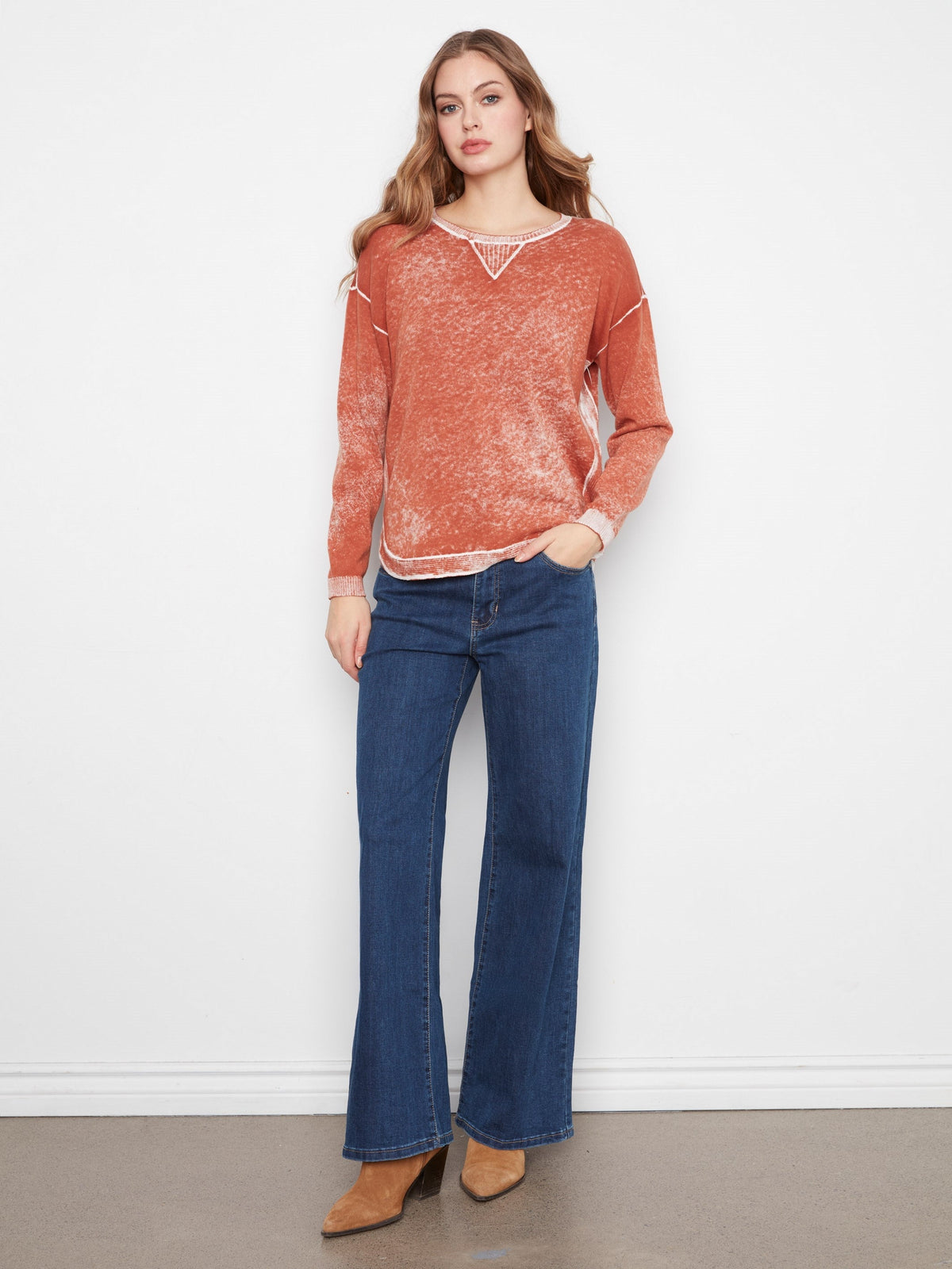 Cotton Crew Neck Sweater - Ginger