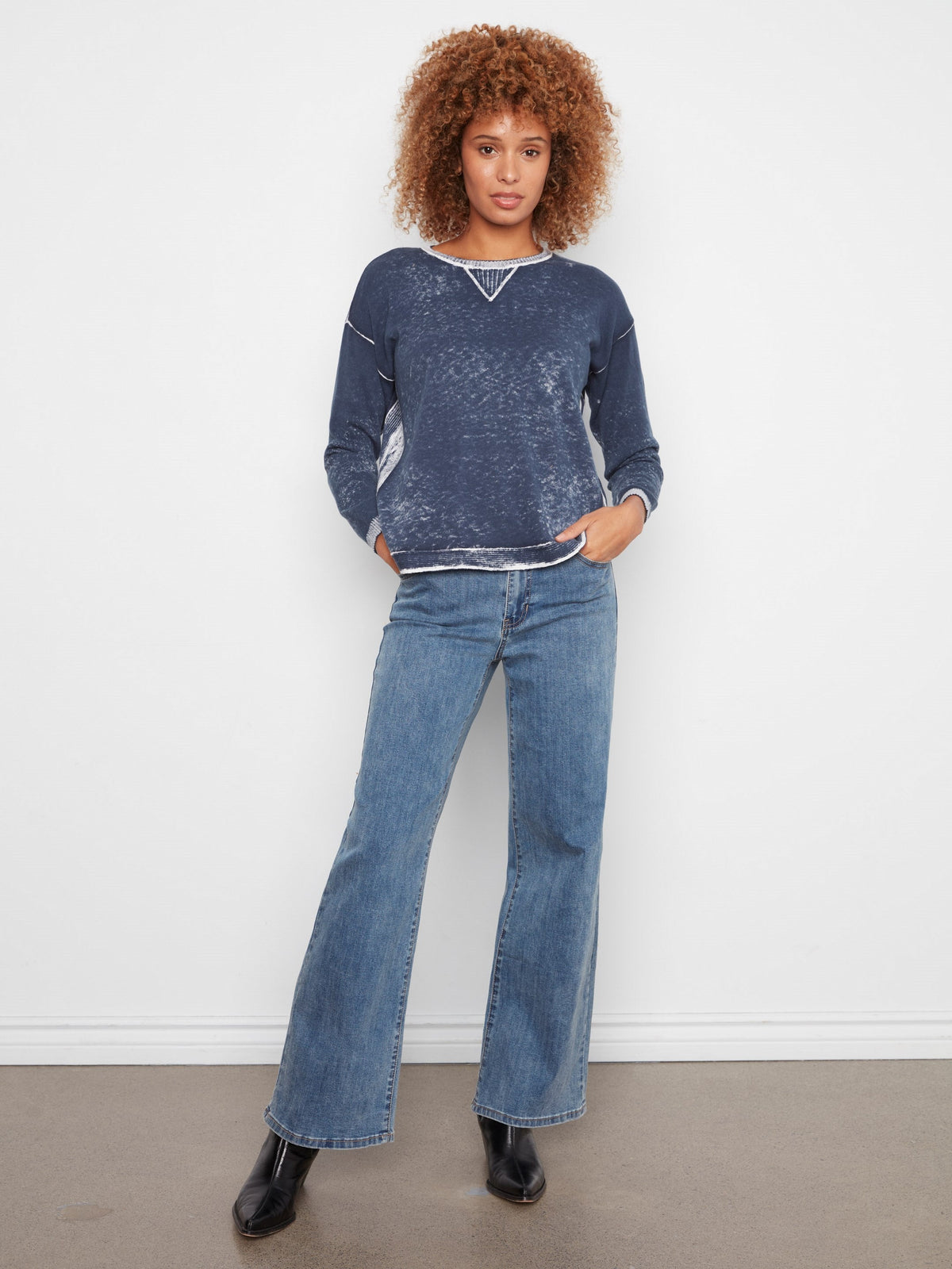 Cotton Crew Neck Sweater - Midnight