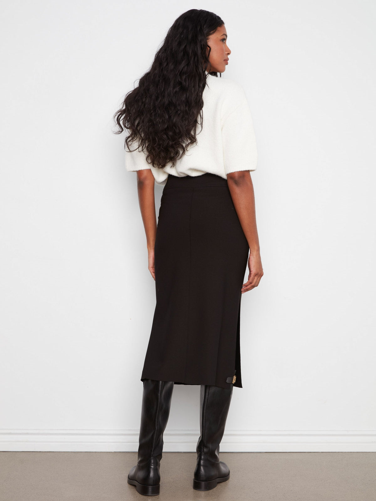 Crepe Skirt With Patch Pockets - Black
