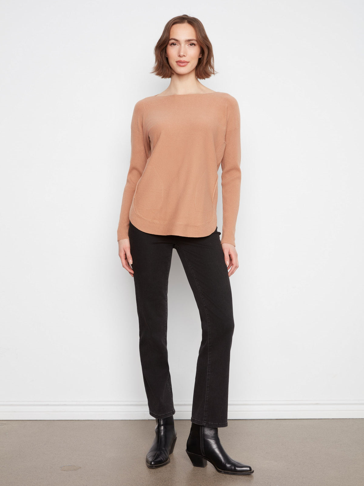Knit Sweater With Lace-Up Cuffs - Truffle