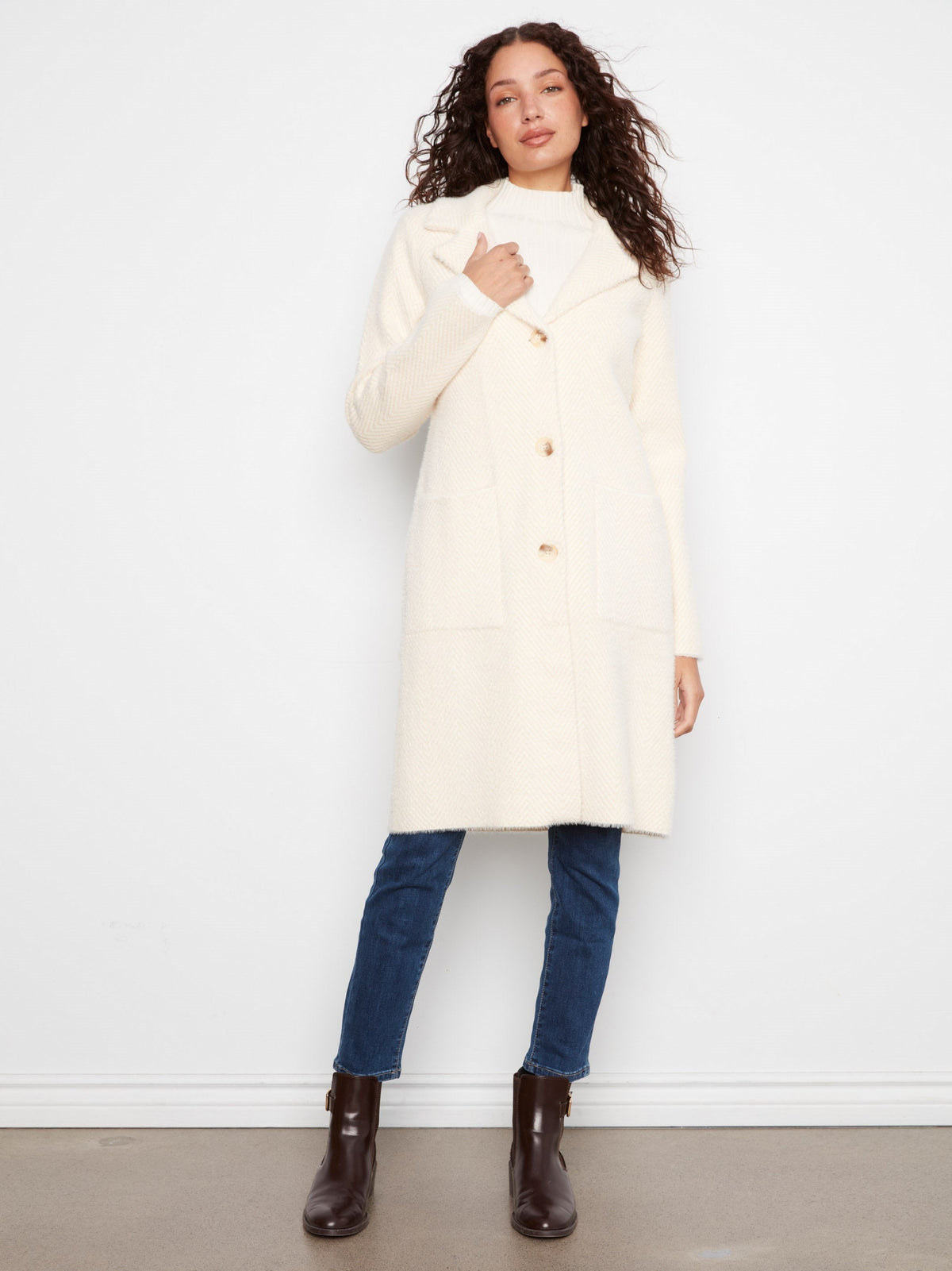 Long Knit Coatigan - Ecru