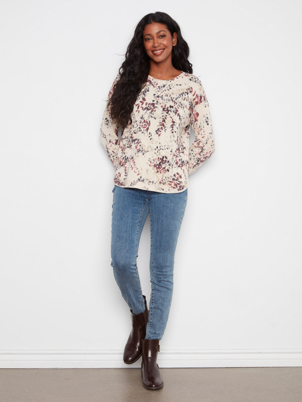 Printed Cotton Crew Neck Sweater - Poetry