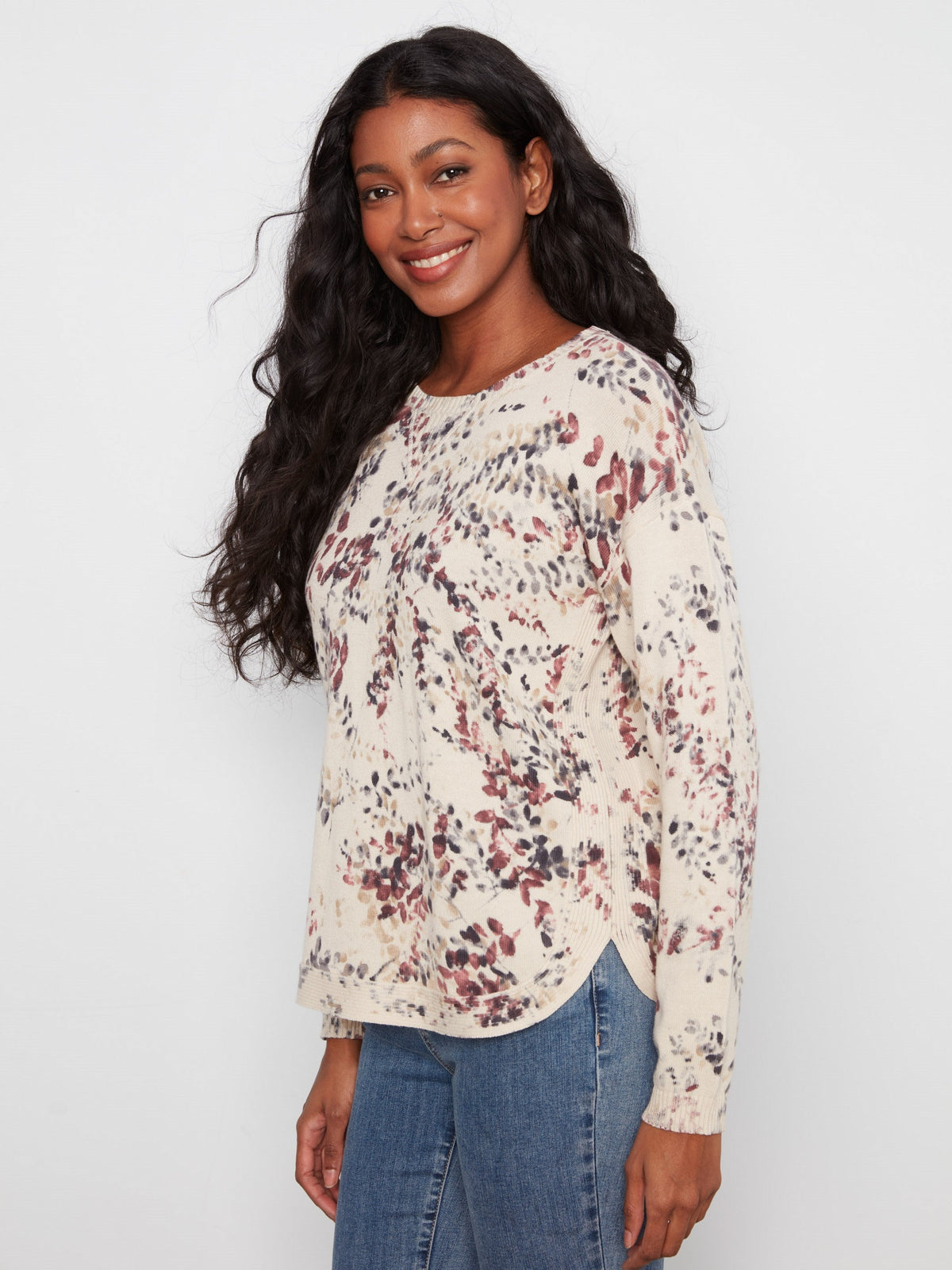 Printed Cotton Crew Neck Sweater - Poetry