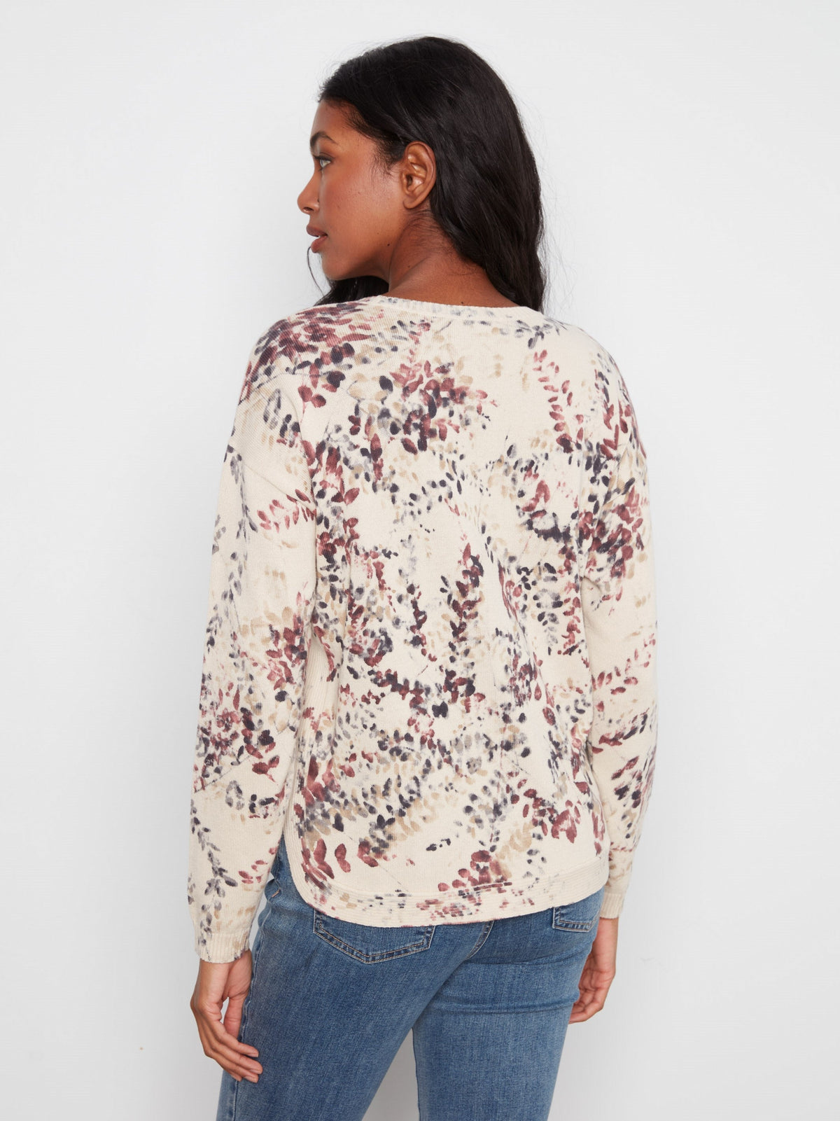 Printed Cotton Crew Neck Sweater - Poetry