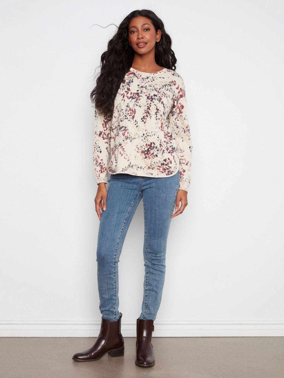 Printed Cotton Crew Neck Sweater - Poetry