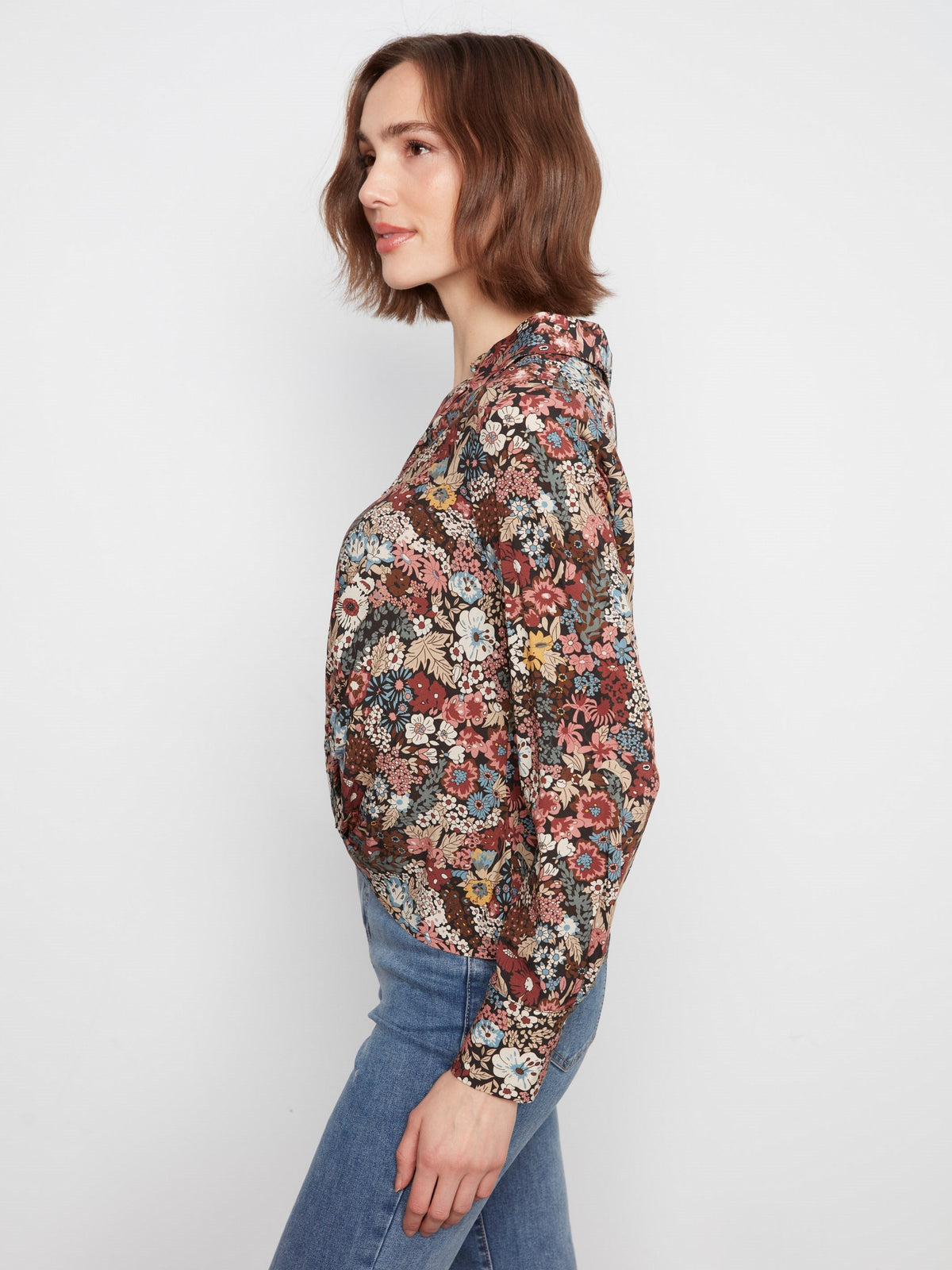 Printed Shirt With Twisted Front - Azalea