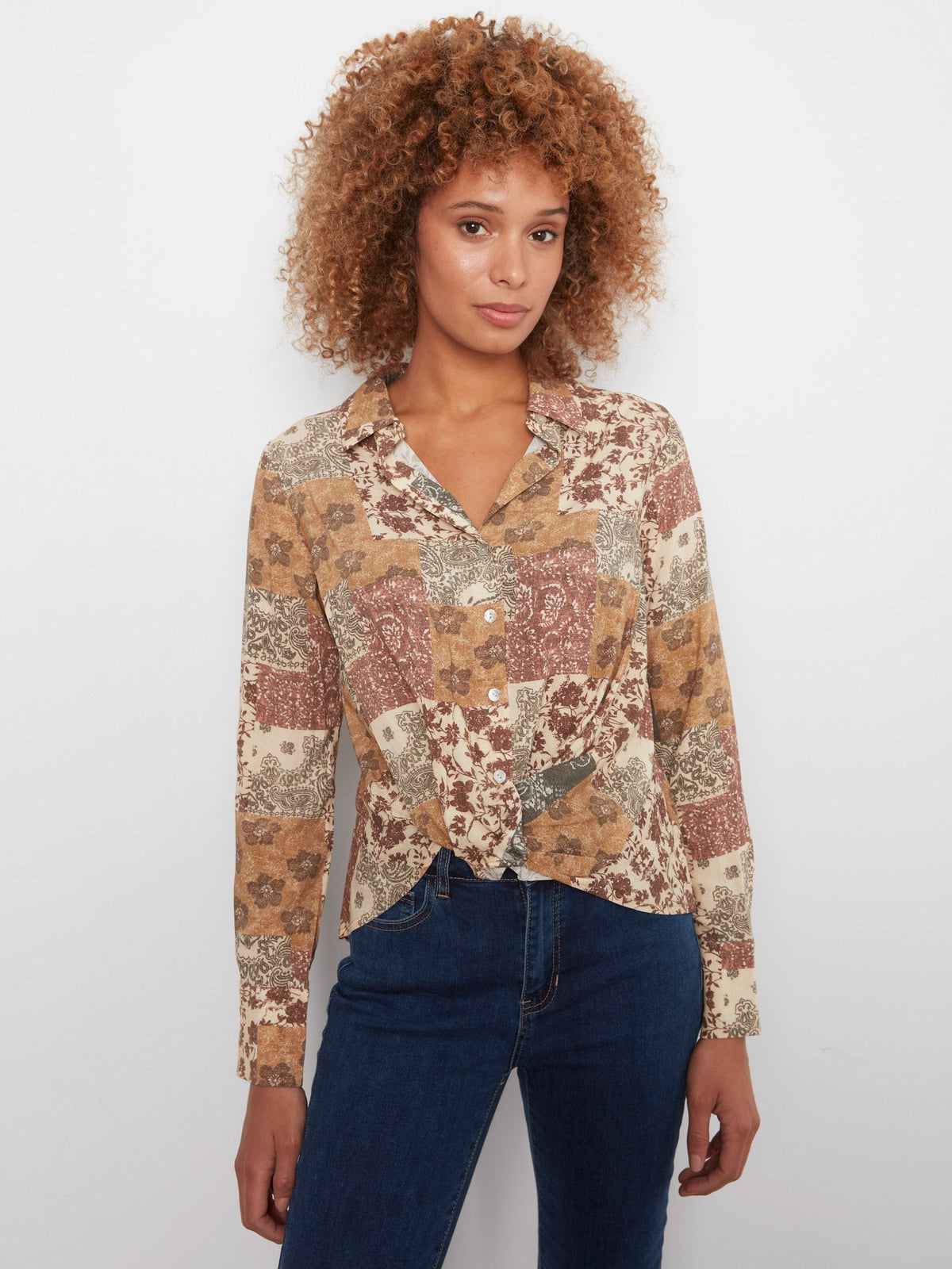 Printed Shirt With Twisted Front - Quilt
