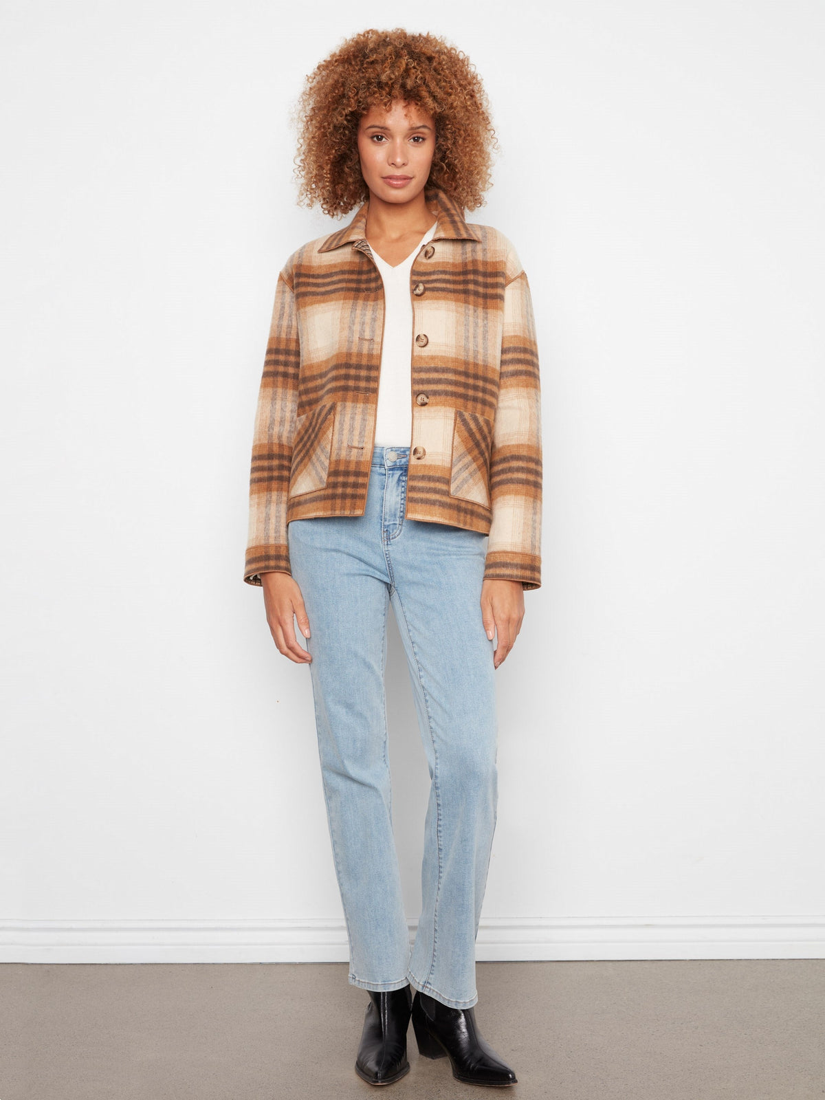 Reversible Plaid Jacket - Truffle