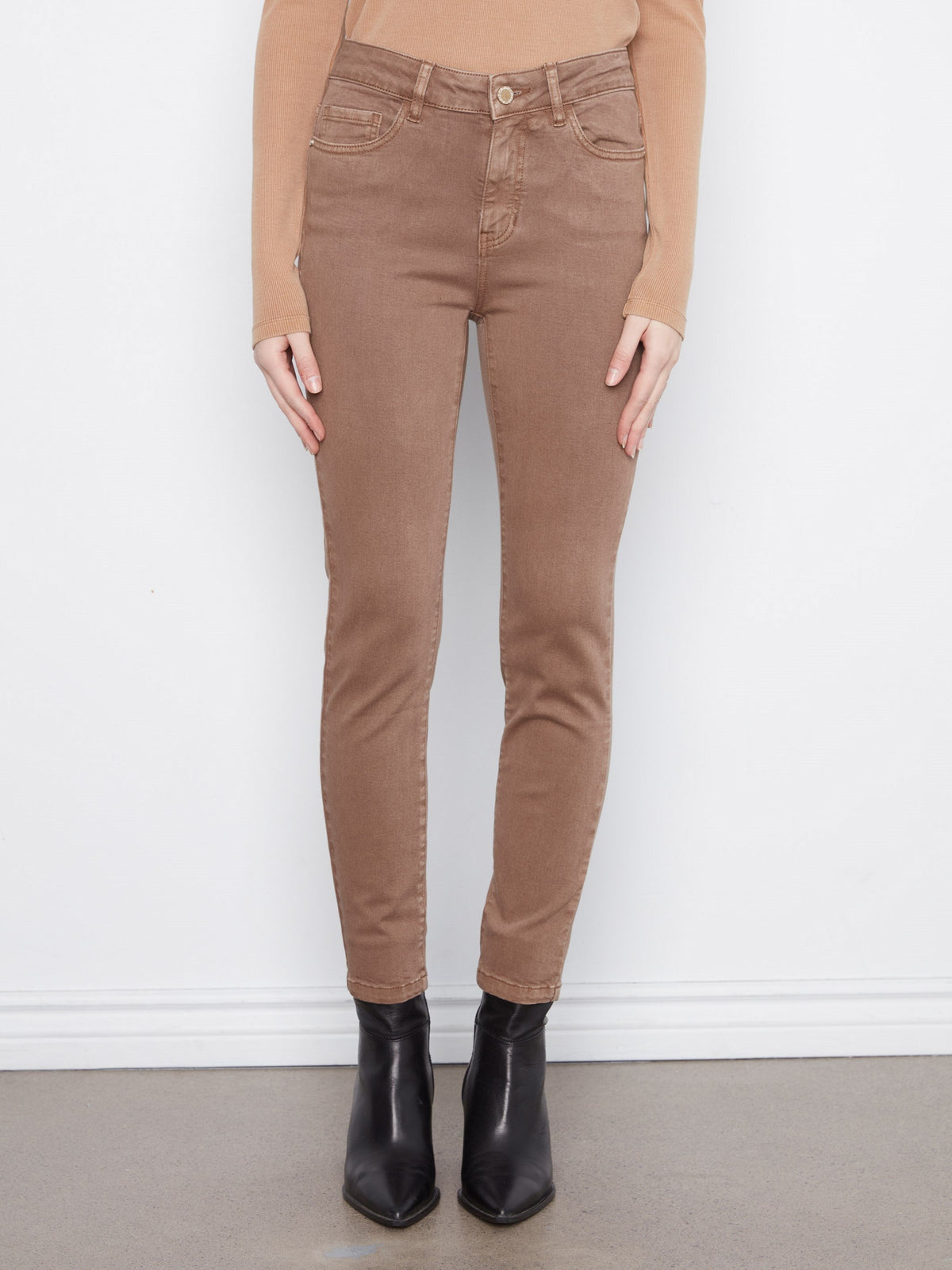 Slim Leg Twill Pants - Truffle