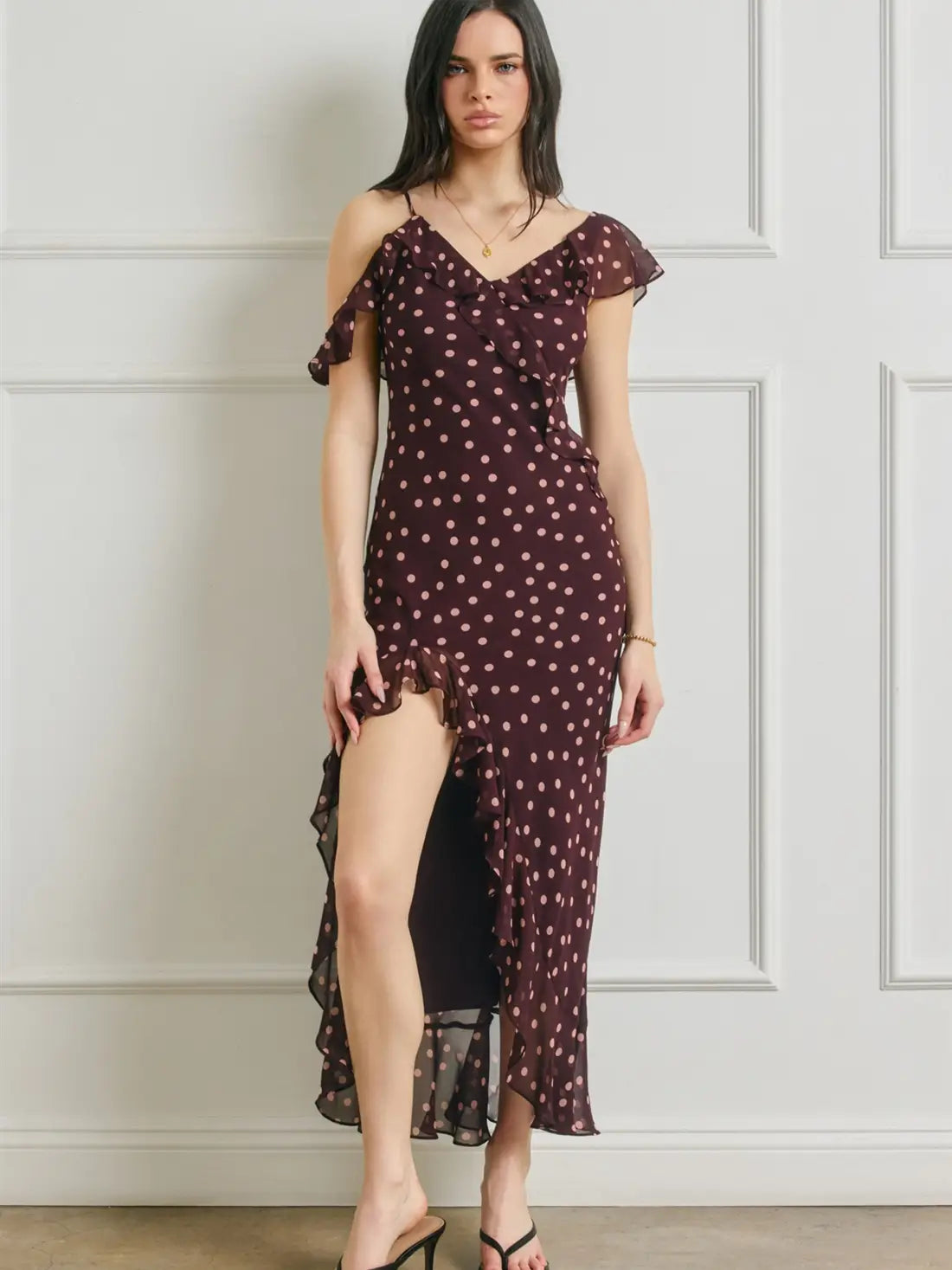 SOFT SPRINKLE ASYMMETRICAL MAXI DRESS