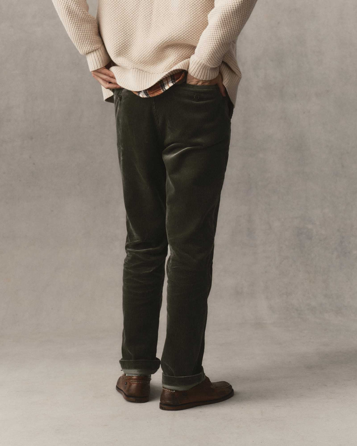 The Carnegie Pant in Smoked Olive Corduroy
