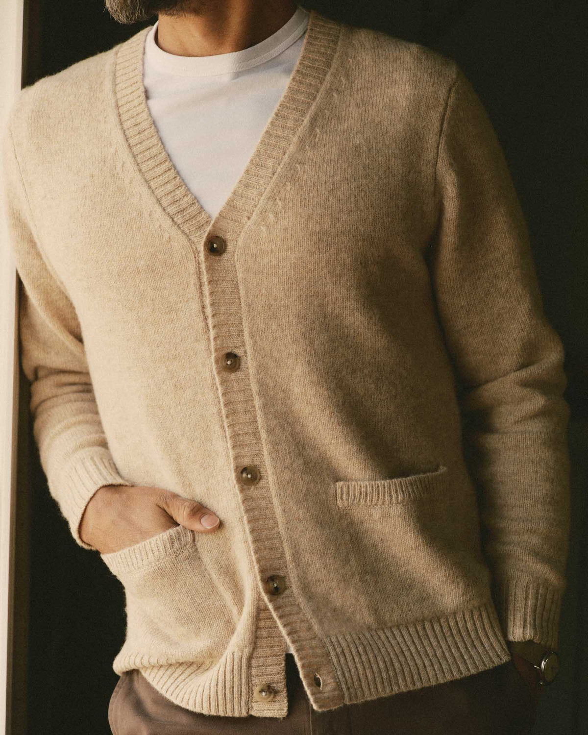 The Eastmoor Cardigan in Oatmeal Wool