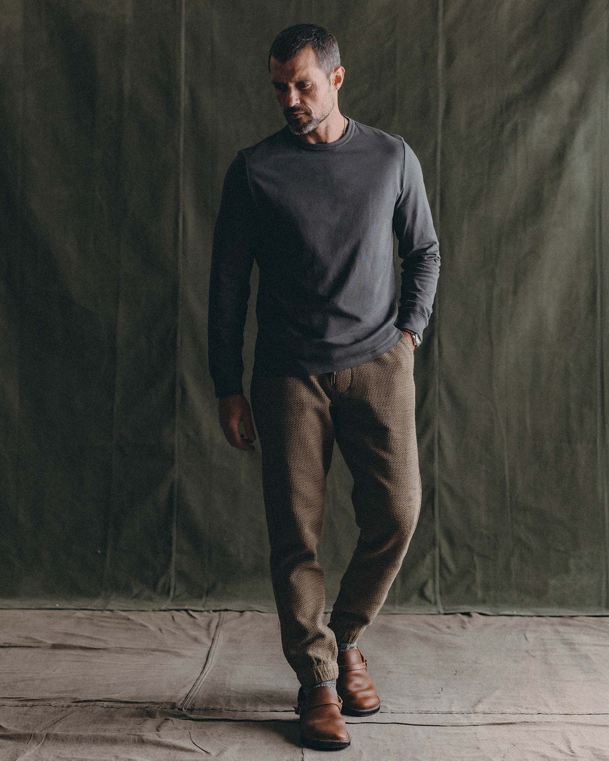 The Apres Pant in Cypress Sashiko