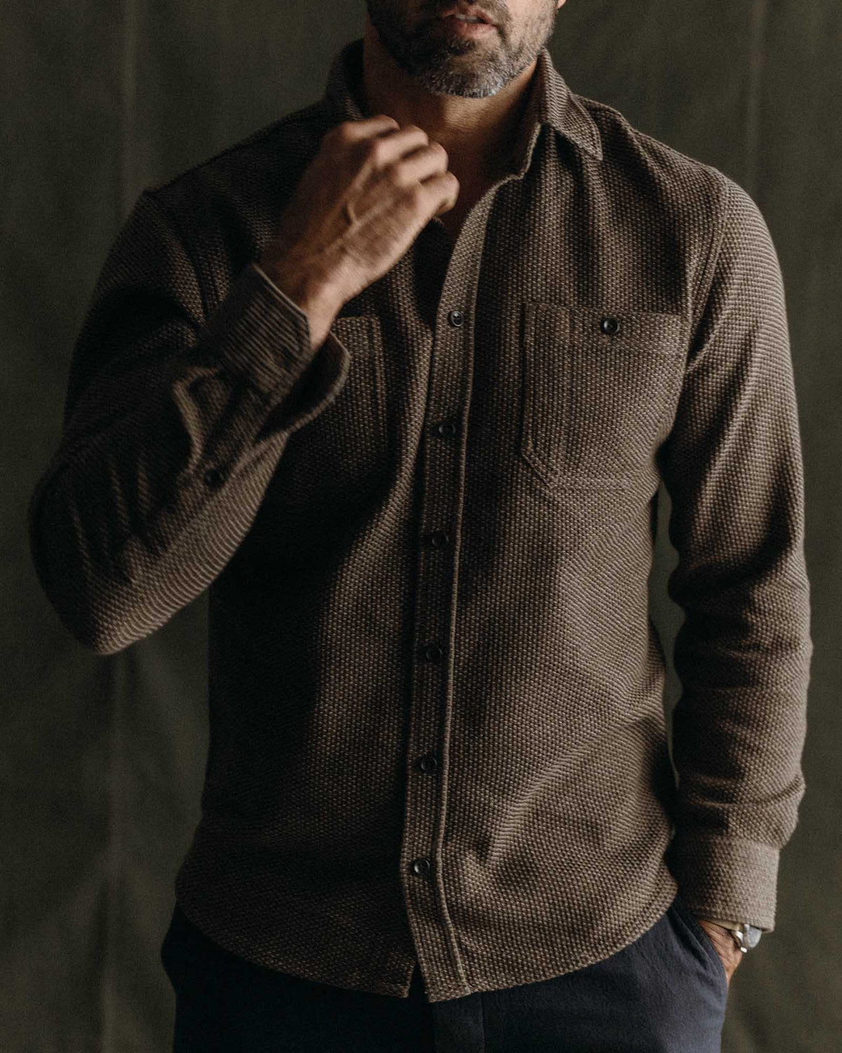The Utility Shirt in Mulch Sashiko