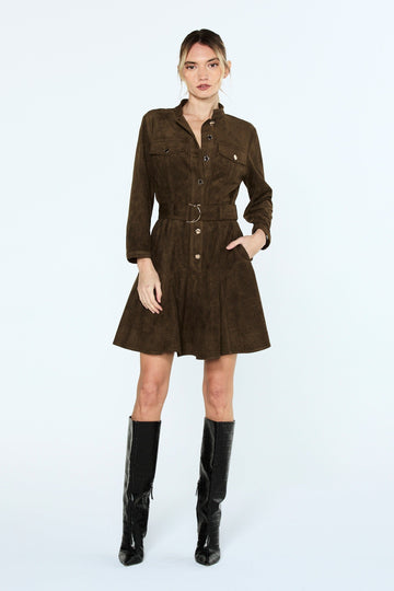 KERRIE BELTED 3/4 SLEEVE MINI DRESS
