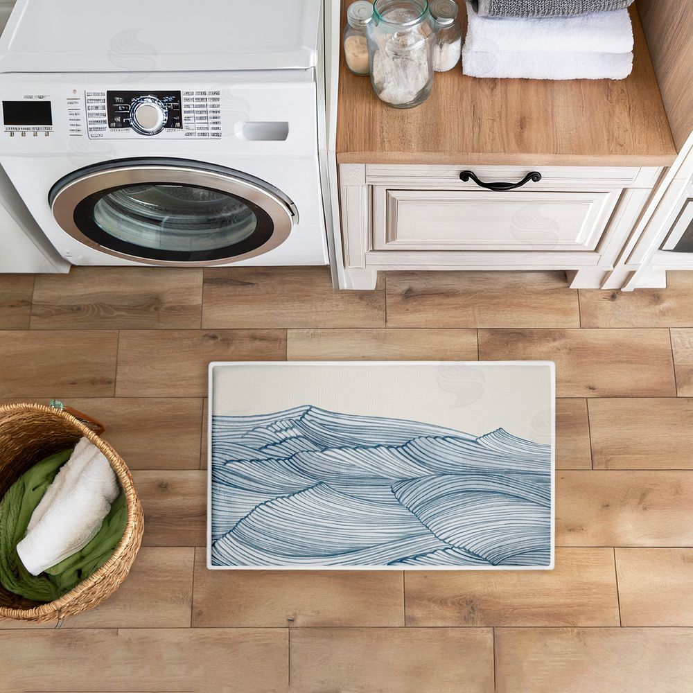 Emma Peal | Lines Of Sea Waves Plush Bath Mat