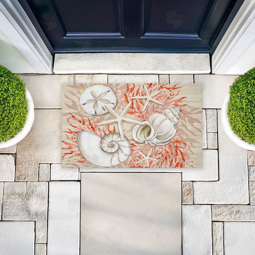 Paul Brent | Coral & White Shells Non-Woven Door Mat