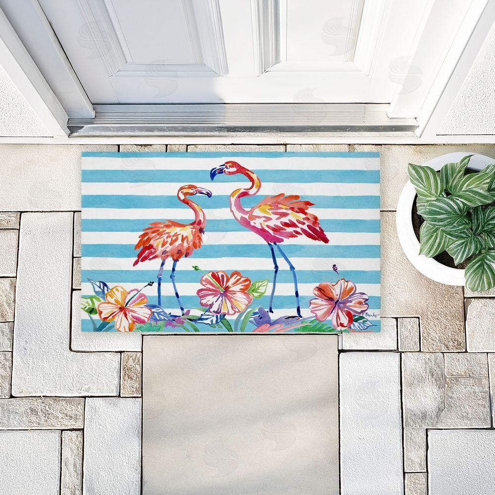 Paul Brent | Brushstroke Flamingo Stripes Non-Woven Door Mat
