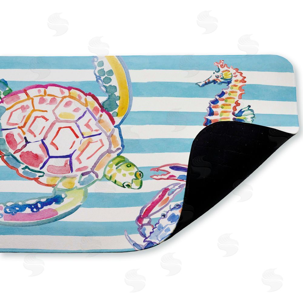 Paul Brent | Brushstroke Sea Life on Stripes Anti-Fatigue Mat