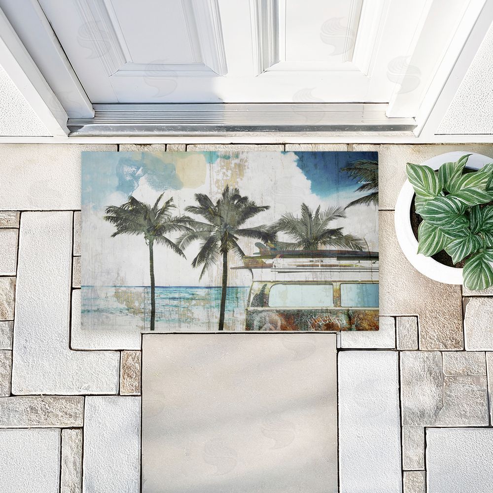 Sasha | Retro Van Summer Beach View Non-Woven Door Mat