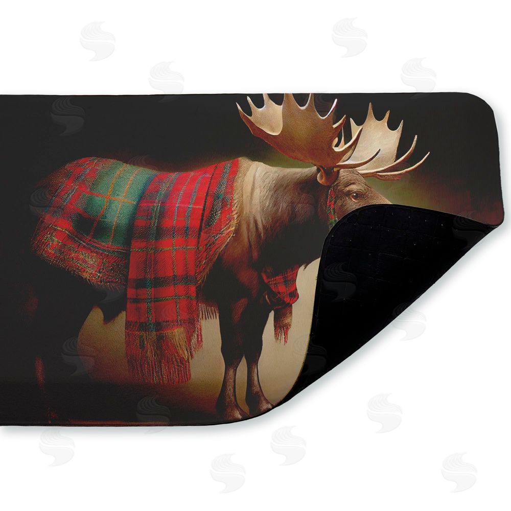 Sasha | Festive Moose with Plaid & Fir Anti-Fatigue Mat