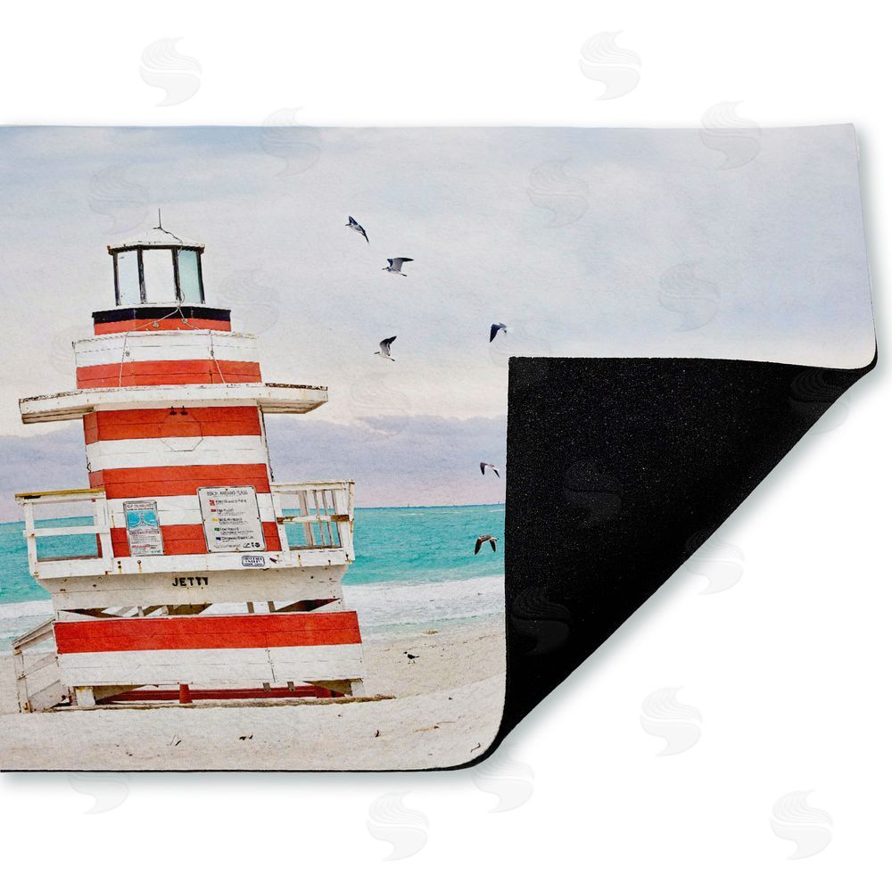 Seven Trees Design | Birds Surrounding Beach Hut Non-Woven Door Mat