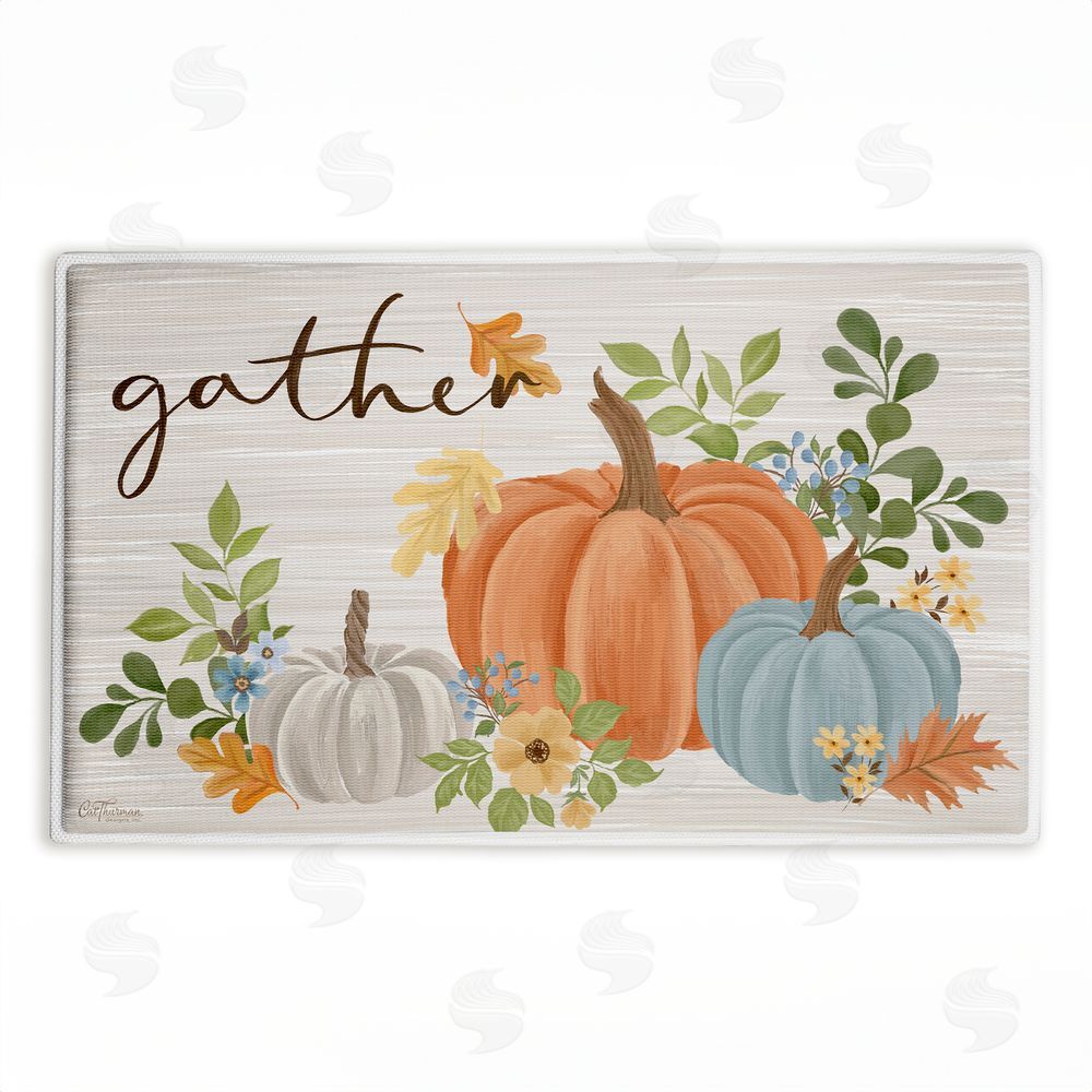 Cat Thurman Designs | Gather Welcome Autumn Pumpkins Plush Bath Mat