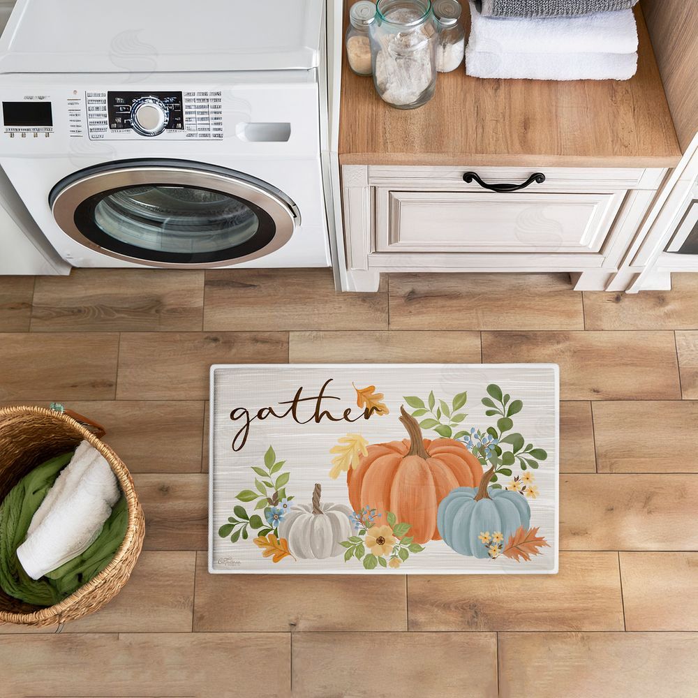 Cat Thurman Designs | Gather Welcome Autumn Pumpkins Plush Bath Mat