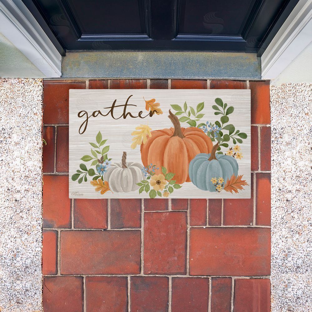 Cat Thurman Designs | Gather Welcome Autumn Pumpkins Non-Woven Door Mat