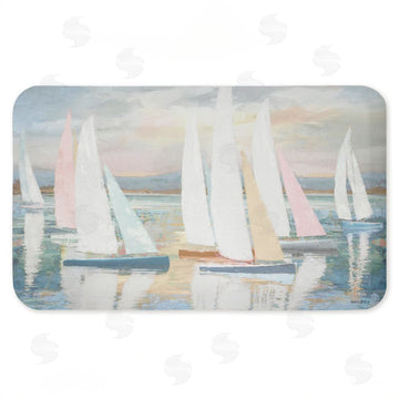 Amber Sterling | Pastel Calm Sailboats Anti-Fatigue Mat