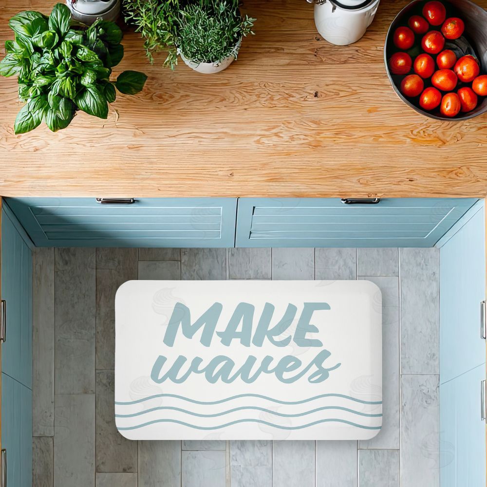 Lettered and Lined | Make Waves Aqua Blue Anti-Fatigue Mat