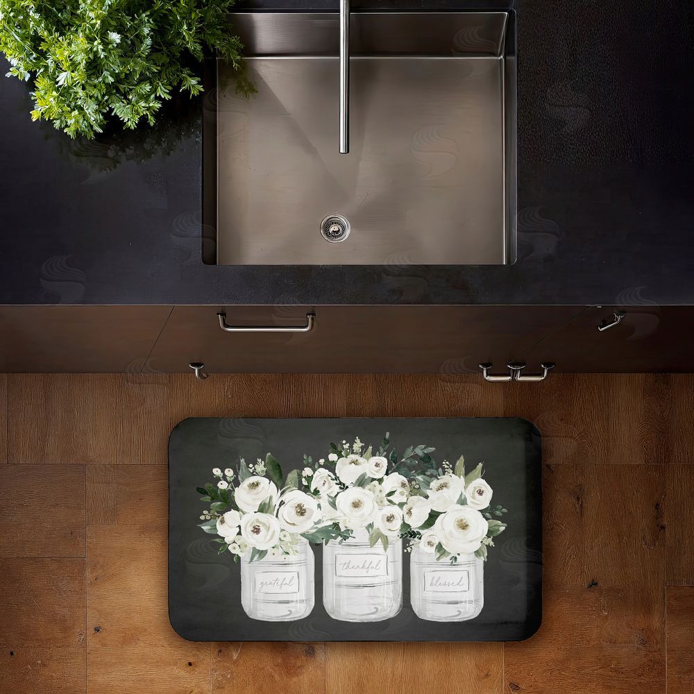 Lettered and Lined | White Roses in Country Jars Anti-Fatigue Mat