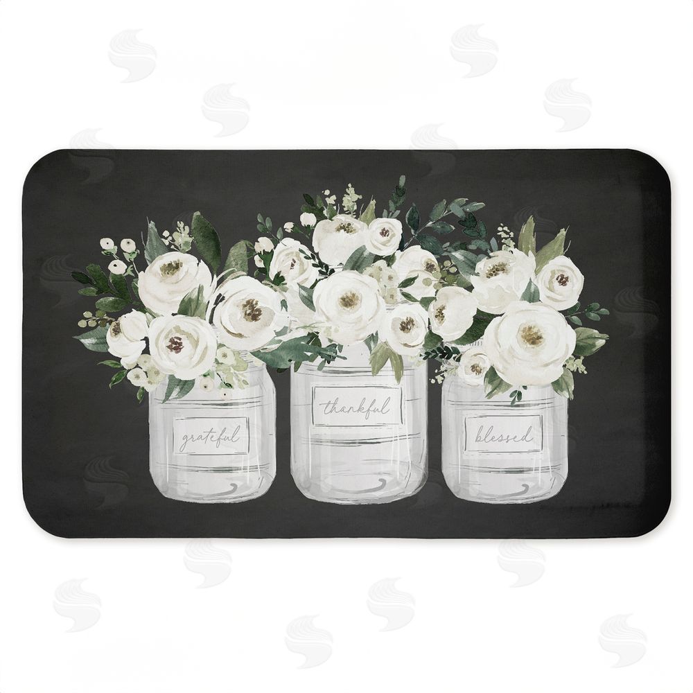 Lettered and Lined | White Roses in Country Jars Anti-Fatigue Mat