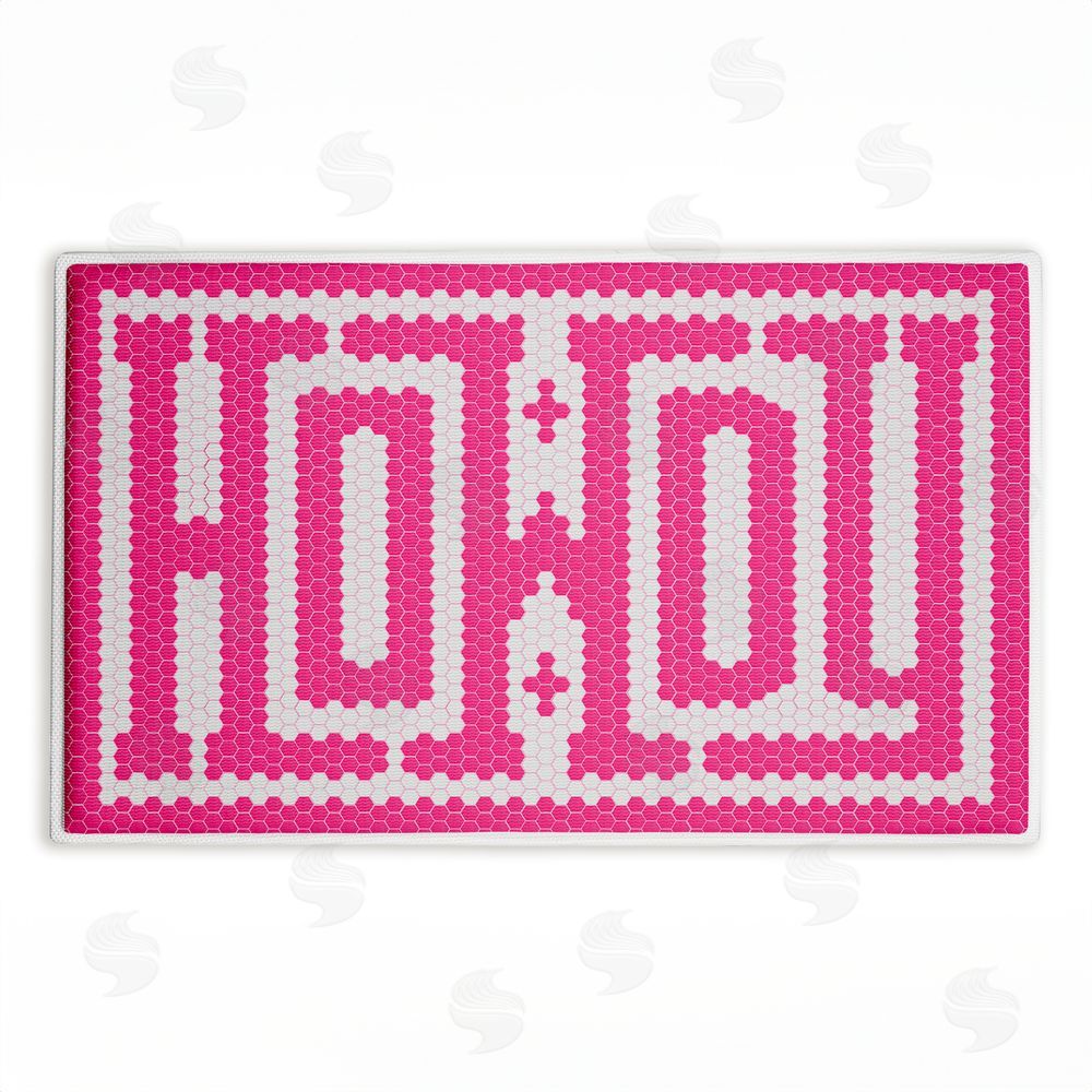 Lettered and Lined | Western Greeting Howdy Pink Plush Bath Mat