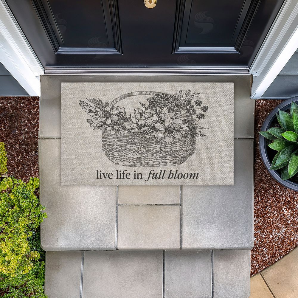 Lettered and Lined | Life In Full Bloom Floral Basket Faux Sisal Door Mat