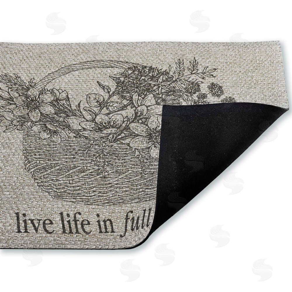 Lettered and Lined | Life In Full Bloom Floral Basket Faux Sisal Door Mat
