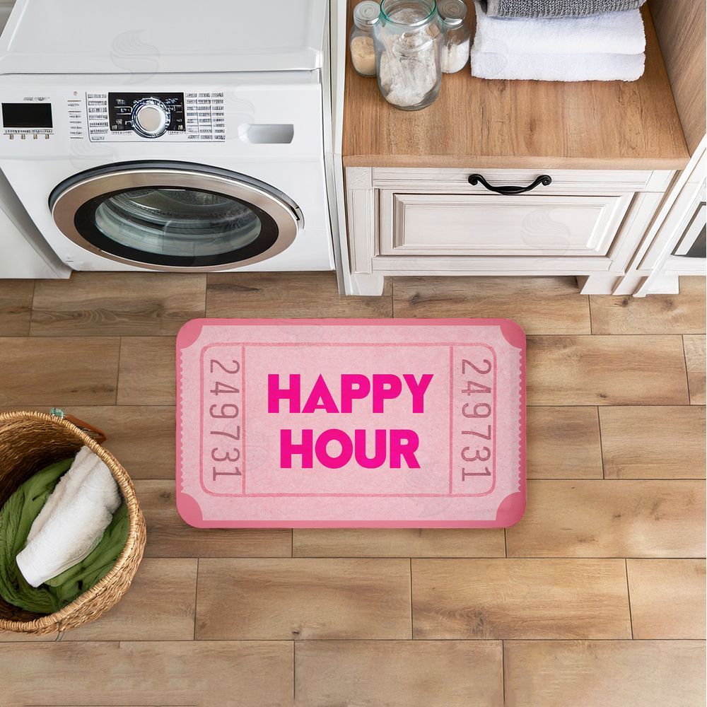 Stupell Studio | Pink Happy Hour Ticket Anti-Fatigue Mat