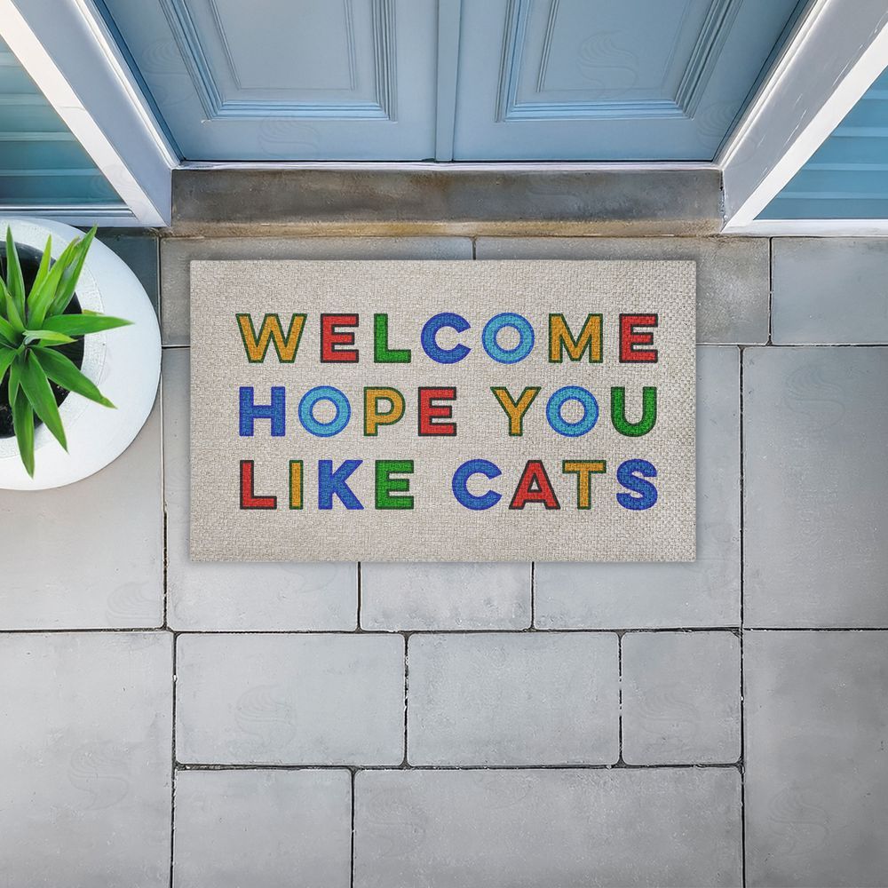 Stupell Studio | Hope You Like Cats Greeting Faux Sisal Door Mat