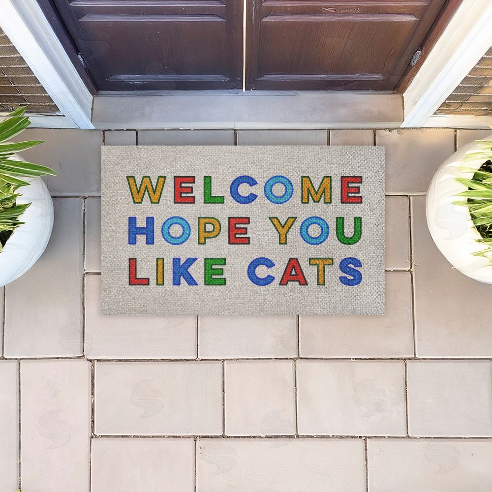 Stupell Studio | Hope You Like Cats Greeting Faux Sisal Door Mat