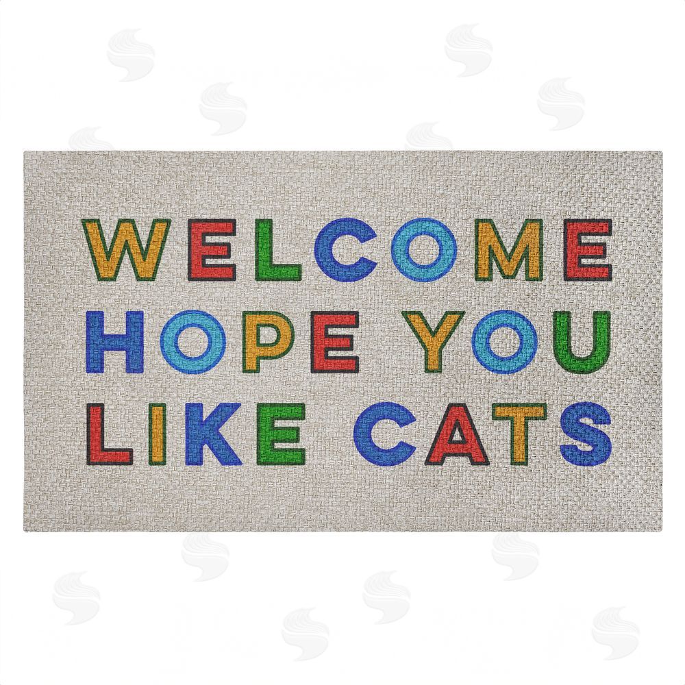 Stupell Studio | Hope You Like Cats Greeting Faux Sisal Door Mat